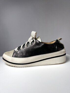 RON WHITE Nova Onyx and Platino Leather Sneakers Sz 6US 36EU Made in Italy